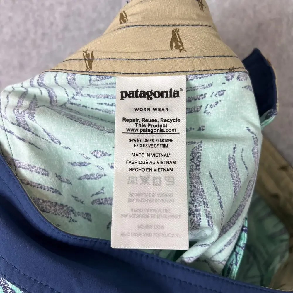 Patagonia Board Shorts Men's Size 30 Rain Fern Green Stretch Wavefarer 21